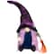 15" Black & Purple Halloween Gnome Witch with Broom